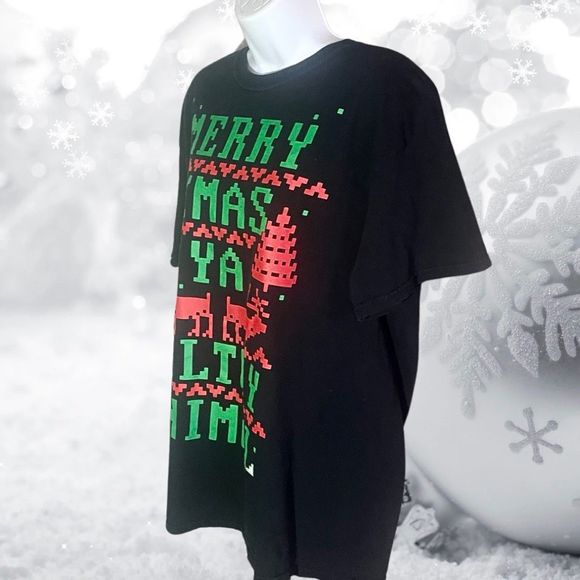 Christmas T-shirt Men Large Holiday Humor Merry XMas Ya Filthy Animal Fun Casual - Picture 2 of 4